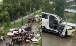 परिवार का झगड़ा सड़क पर उतरा, फ़िल्मी स्टाइल में एक कार ने दूसरी कार को धकेला