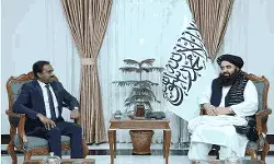 oint secretary of the Pakistan-Afghanistan-Iran of External Affairs Ministry, M Anand Prakash had a meeting with Muttaqi in Afghanistans capita