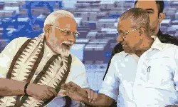 Prime Minister Narendra Modi with Kerala Chief Minister Pinarayi Vijayan