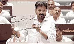 Telangana cm revanth reddy prresenting caste census survey report