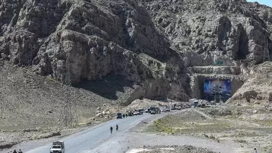 Lakpass Tunnel (R) blocked with shipping containers by the Pakistani authorities Lakpass Tunnel (R) blocked with shipping containers by the Pakistani authorities