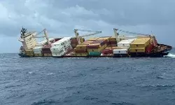 Liberian container vessel tilted