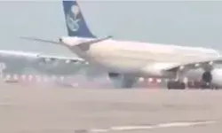 saudi arab airline plane at lucknow