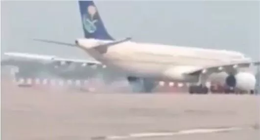 saudi arab airline plane at lucknow saudi arab airline plane at lucknow