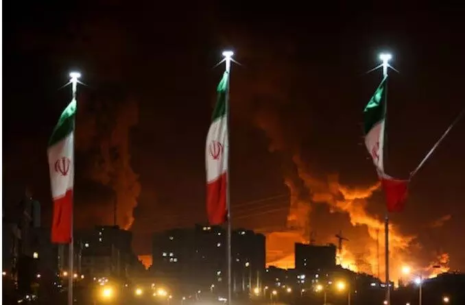 fire and smoke from an Israeli attack on Sharan Oil depot rise following Israeli strikes on Iran fire and smoke from an Israeli attack on Sharan Oil depot rise following Israeli strikes on Iran