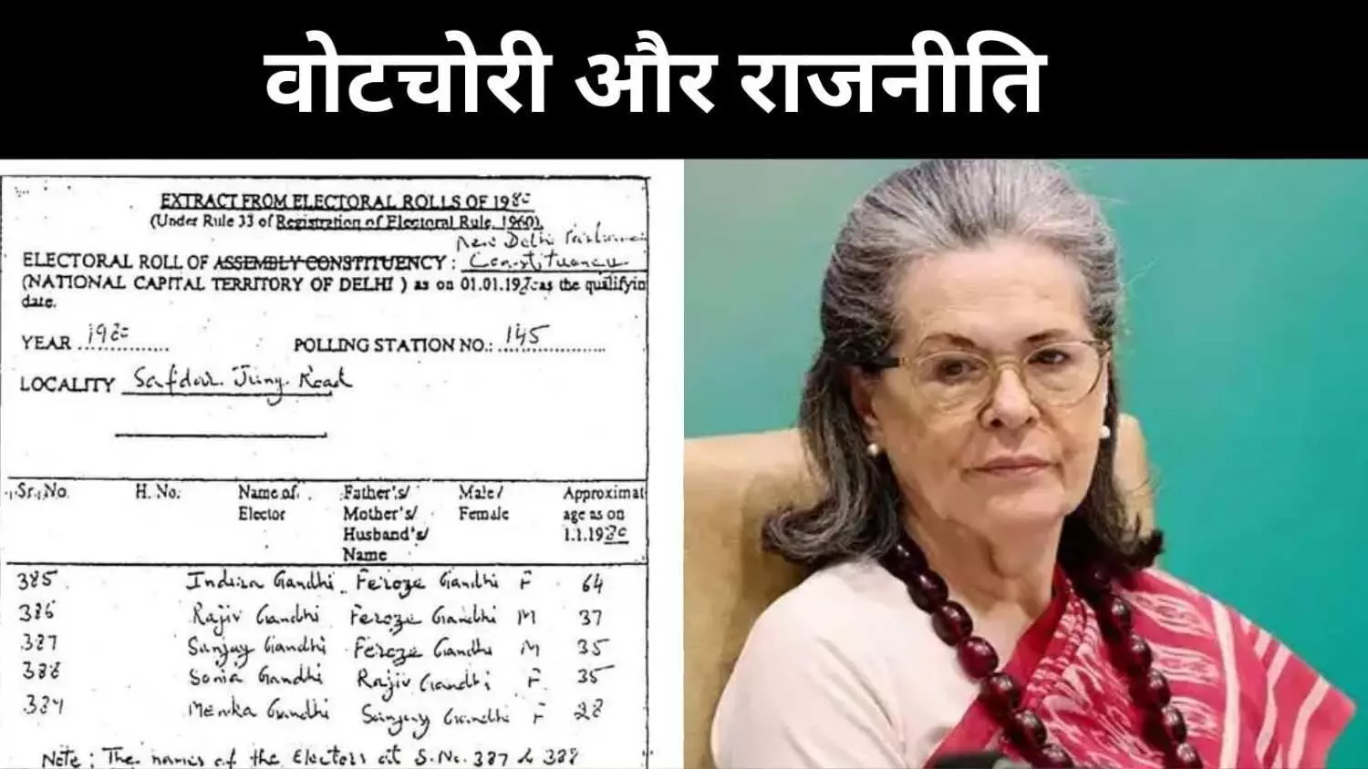 1980 की वोटर लिस्ट में सोनिया? BJP ने दिखाई पुरानी दस्तावेजी तस्वीर 1980 की वोटर लिस्ट में सोनिया? BJP ने दिखाई पुरानी दस्तावेजी तस्वीर