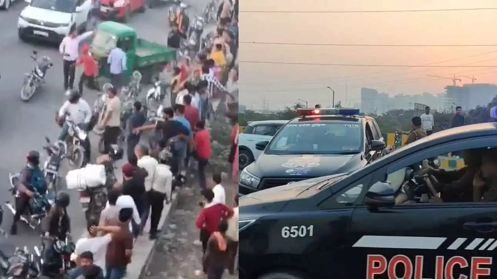 नॉएडा एफएनजी फ्लाईओवर पर हादसा, पिकअप वैन पलटी, लोग पुल से निचे गिरे