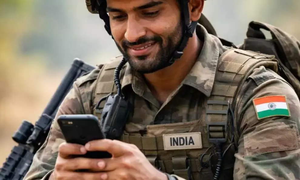 indian army personnel using soaicl media AI picture