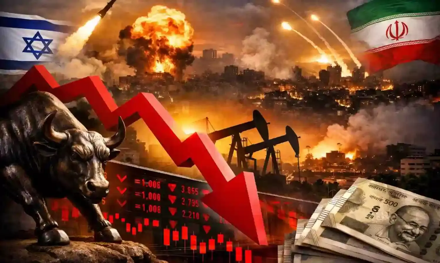 पश्चिम एशिया की जंग से भारतीय शेयर बाजार लहूलुहान, 6.5 लाख करोड़ रुपये डूबे