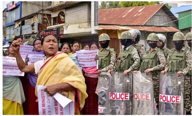 मणिपुर में विरोध प्रदर्शनों ने सिर उठाया : हजारों लोगों ने कर्फ्यू तोड़ा मणिपुर में विरोध प्रदर्शनों ने सिर उठाया : हजारों लोगों ने कर्फ्यू तोड़ा